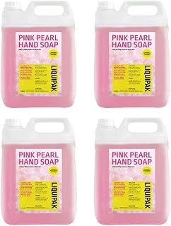 Liquipak - Pink Hand Wash, Liquid Soap 4x5L | Pearlised Hand Soap Refill, Smooth, Gentle on the skin - For Washrooms, Hotels, Factories, Office, Private homes 4x5L