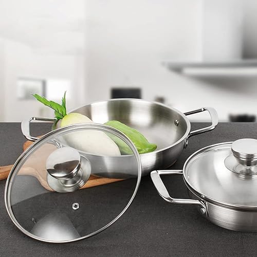 Miniatura 3 de Olla de acero inoxidable para fideos de ramen coreano, ollas pequeñas para cocinar todos los días con tapa de vidrio, utensilios de cocina mandarina