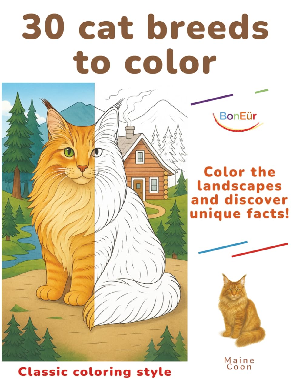 30 Cat Breeds to Color: Color the landscapes and discover unique facts!