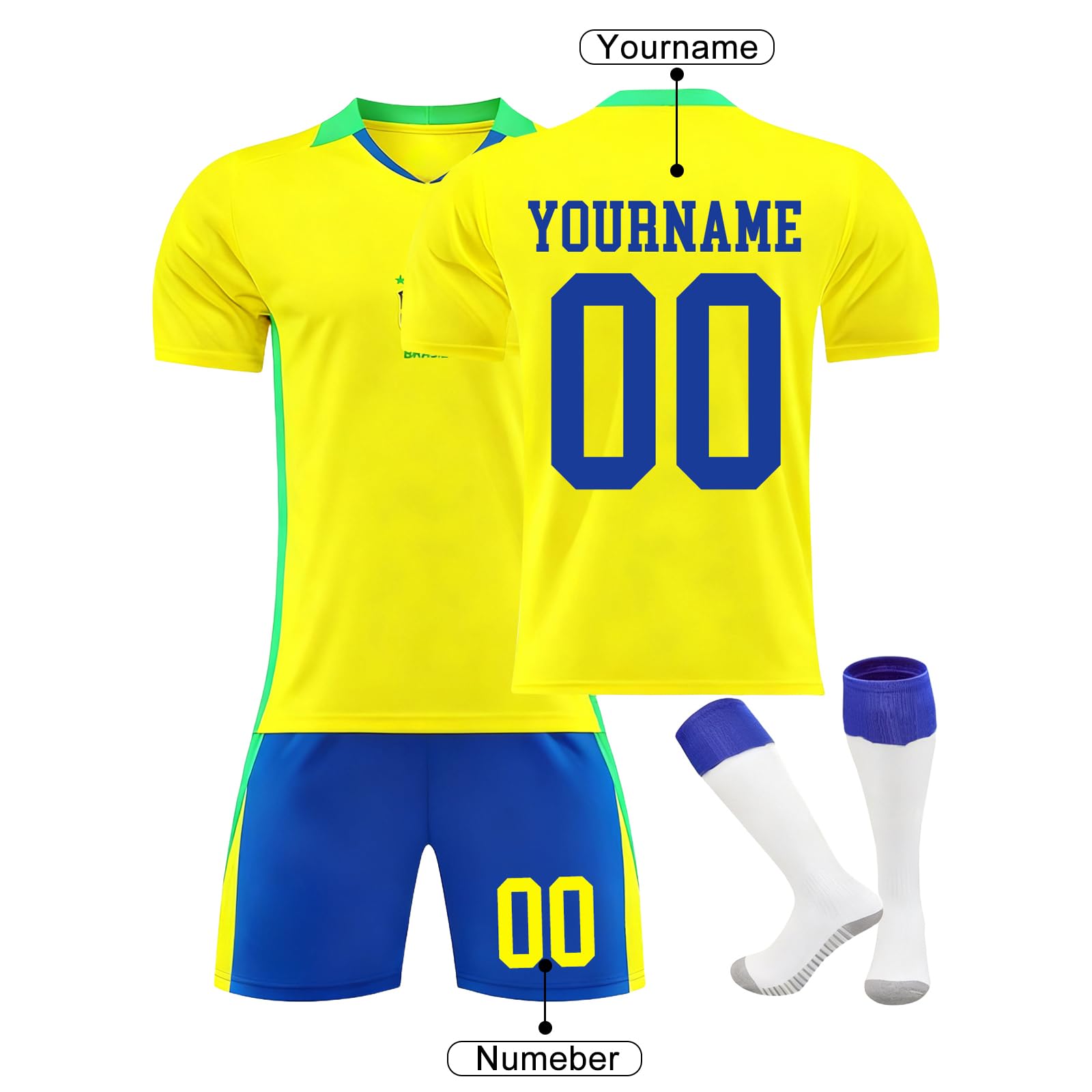 Camiseta de Fútbol Copa Mundial 2026 Personalizadas para Hombres y Niño, Copa Mundial equipación Fútbol DIY Nombre Número con Conjunto Top Pantalón Corto y Calcetines Regalo de Futbol