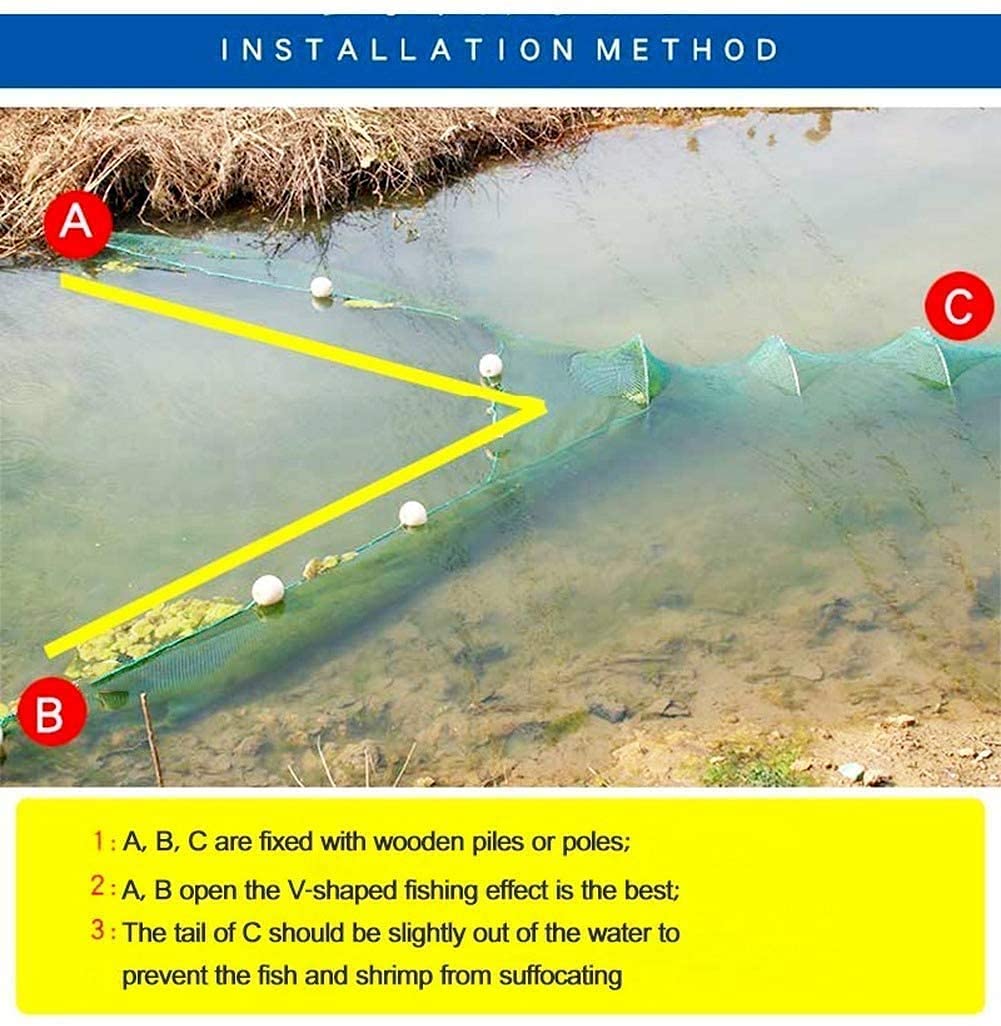 Fischernetz Reuse Mit Kette & Schwimmer – 2m Oder 3m Breite, 1m Höhe, Für Flüsse, Aal, Garnelen, Hummer & Krebse