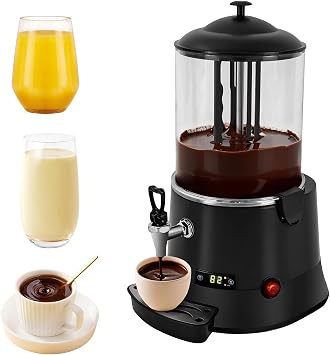 10L/2.6 Gal Hot Chocolate Dispenser Commercial Hot Drink Maker Machine Heats Chocolate, Coffee, Milk, Juice 86-194F Temp Control, CE Certified, 110V