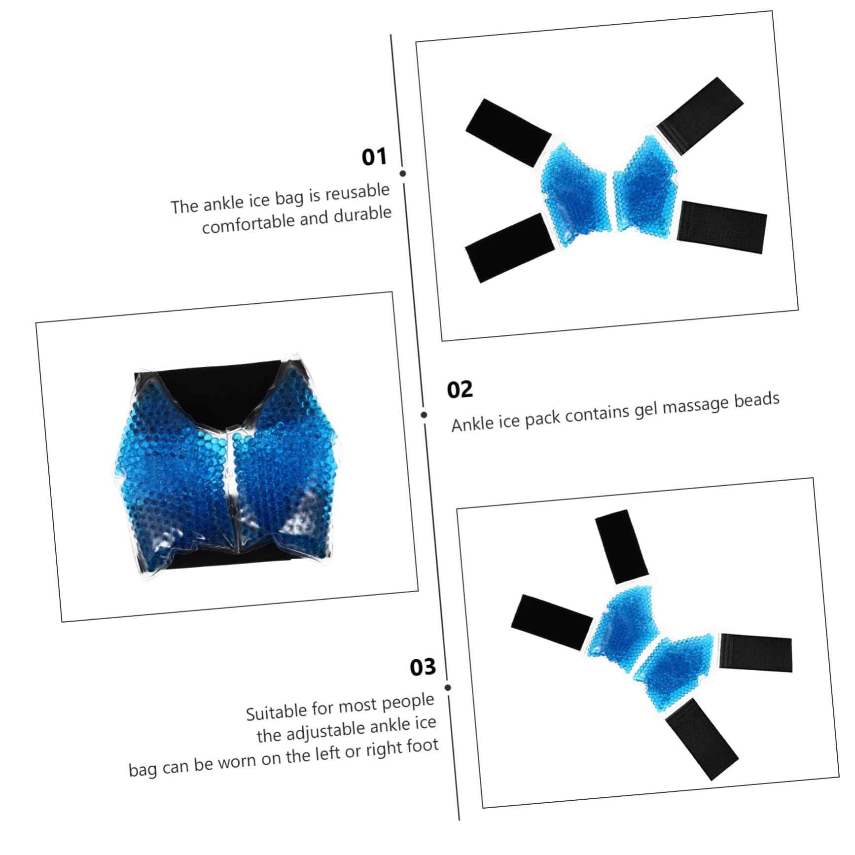 Borsa per Impacco Caldo e Freddo alla Caviglia in Gel Pvc Morbido Riutilizzabile per Sport Casa Sollievo Gonfiore Piedi e Caviglie
