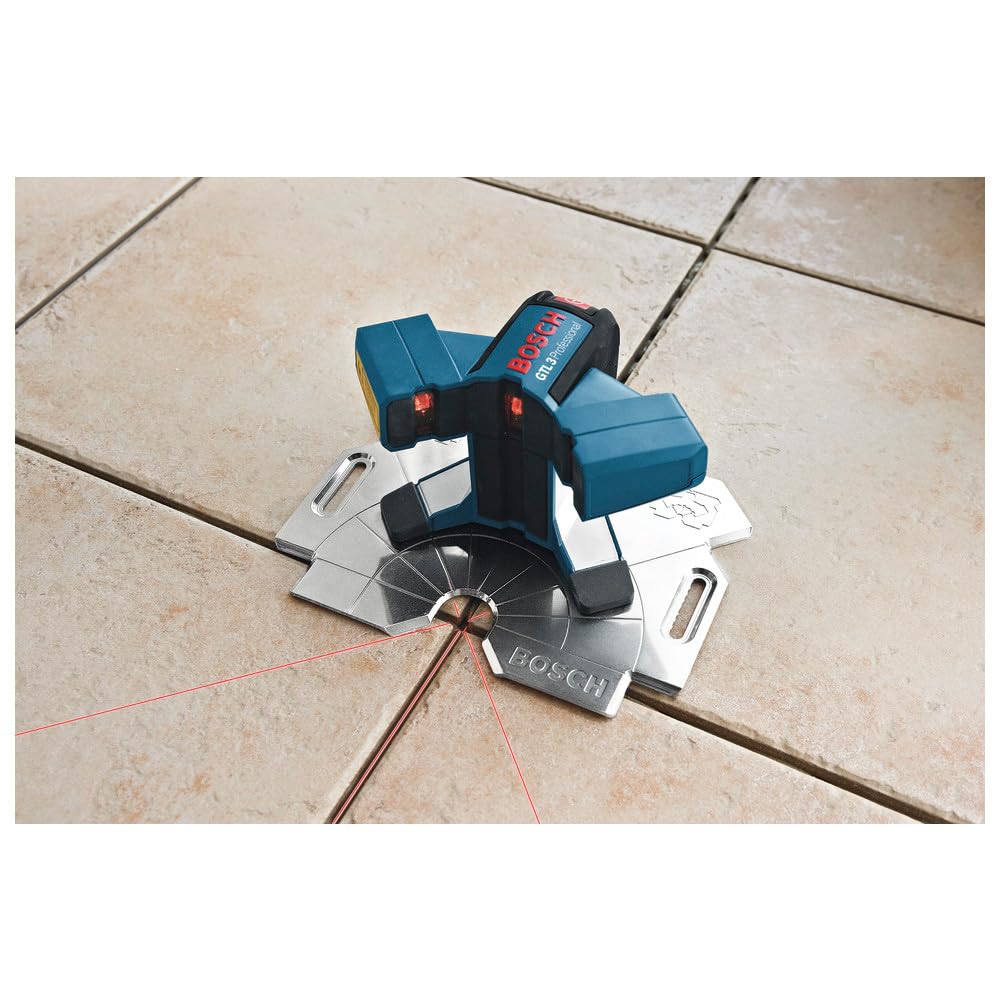 Bosch Professional GTL 3 Livella Laser per Piastrelle, 4 x Pile AA, Custodia Protettiva, Protezione da Polvere e Spruzzi IP 54, Piatto di Allineamento, Raggio d'Azione: 20 m