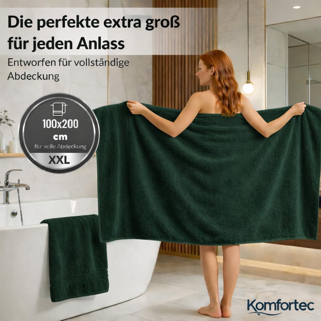 Komfortec Badetuch 100x200 cm aus 100% Baumwolle – Bild 2