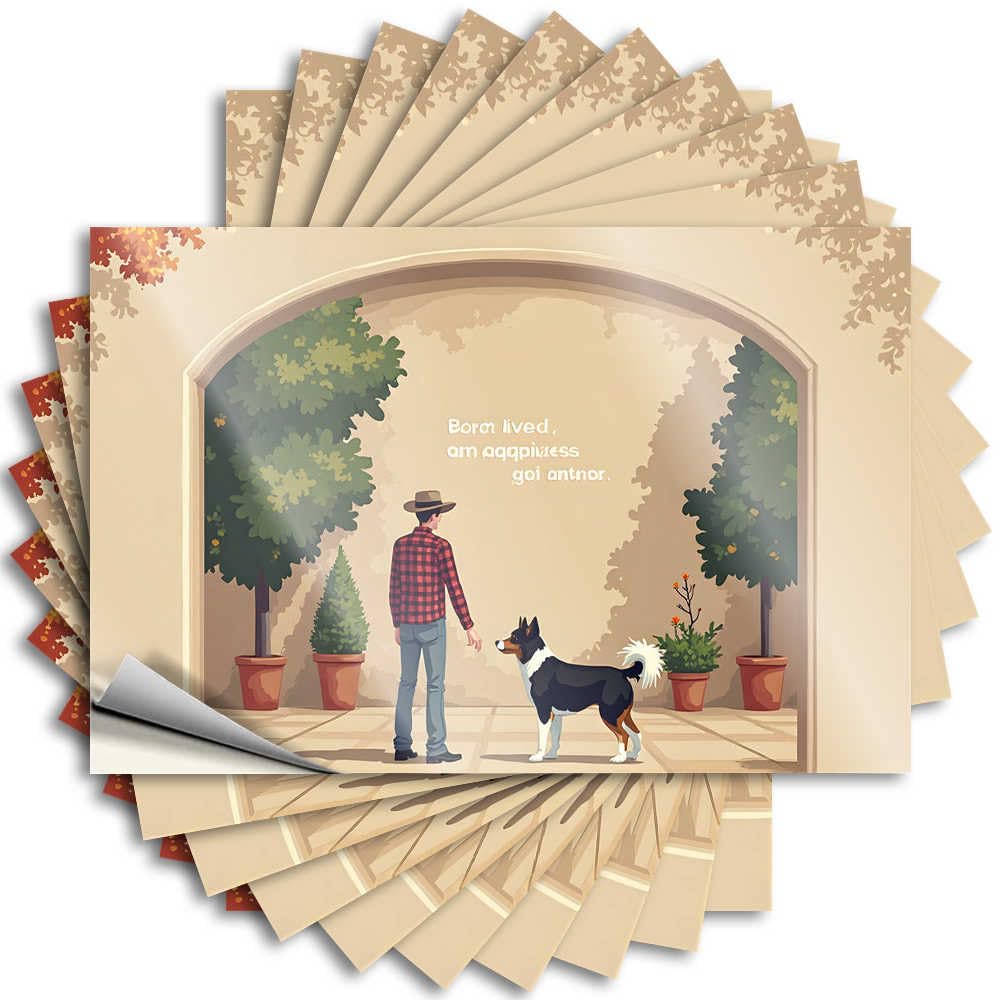 Saying Laptop Western Bathroom Man and His Faithful Friend: A Serene Garden Moment for Girl - Office Decor for Men Easy Peel Removable(8X12CM)