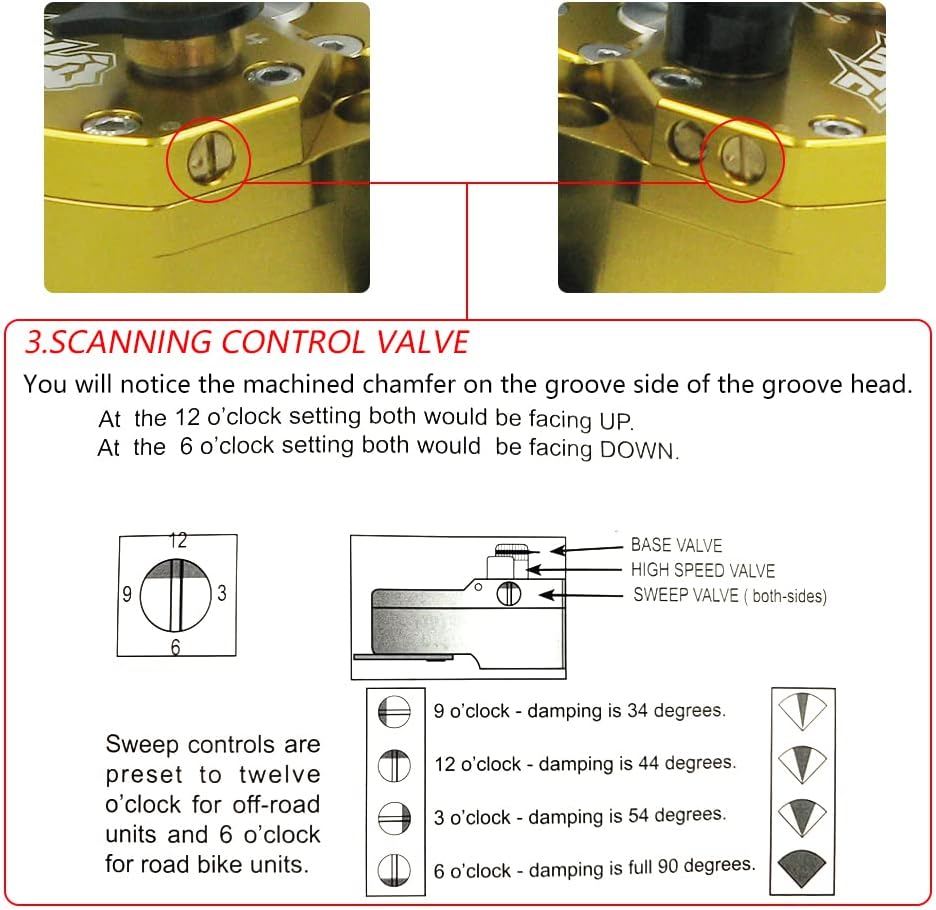 Motorcycle Front Steering Damper Stabilizer Fit For CRF YZF EXC RMZ KLX Most Motorcycle Enduro Pit Dirt Bike Universal Front Motorcycle Safety Control Adjustable Moto Accessories (Gold)