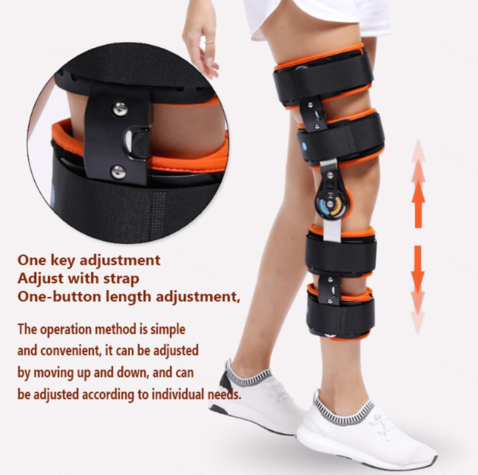 Rodillera Ajustable con bisagras inmovilizador, postoperatori Rodilleras Apoyo con estabilizadores de piernas Laterales,para el Dolor de Artritis, Osteoartritis, Desgarro de menisco