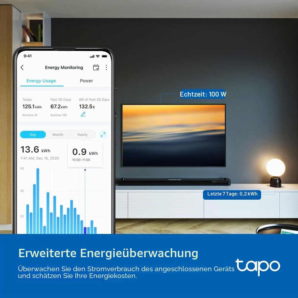 TP-Link WLAN Powerline Adapter Set TL-WPA8631P KIT(Dualband 1200Mbit/s & TP-Link Tapo Smart WLAN Steckdose Tapo P110 mit Energieverbrauchskontrolle