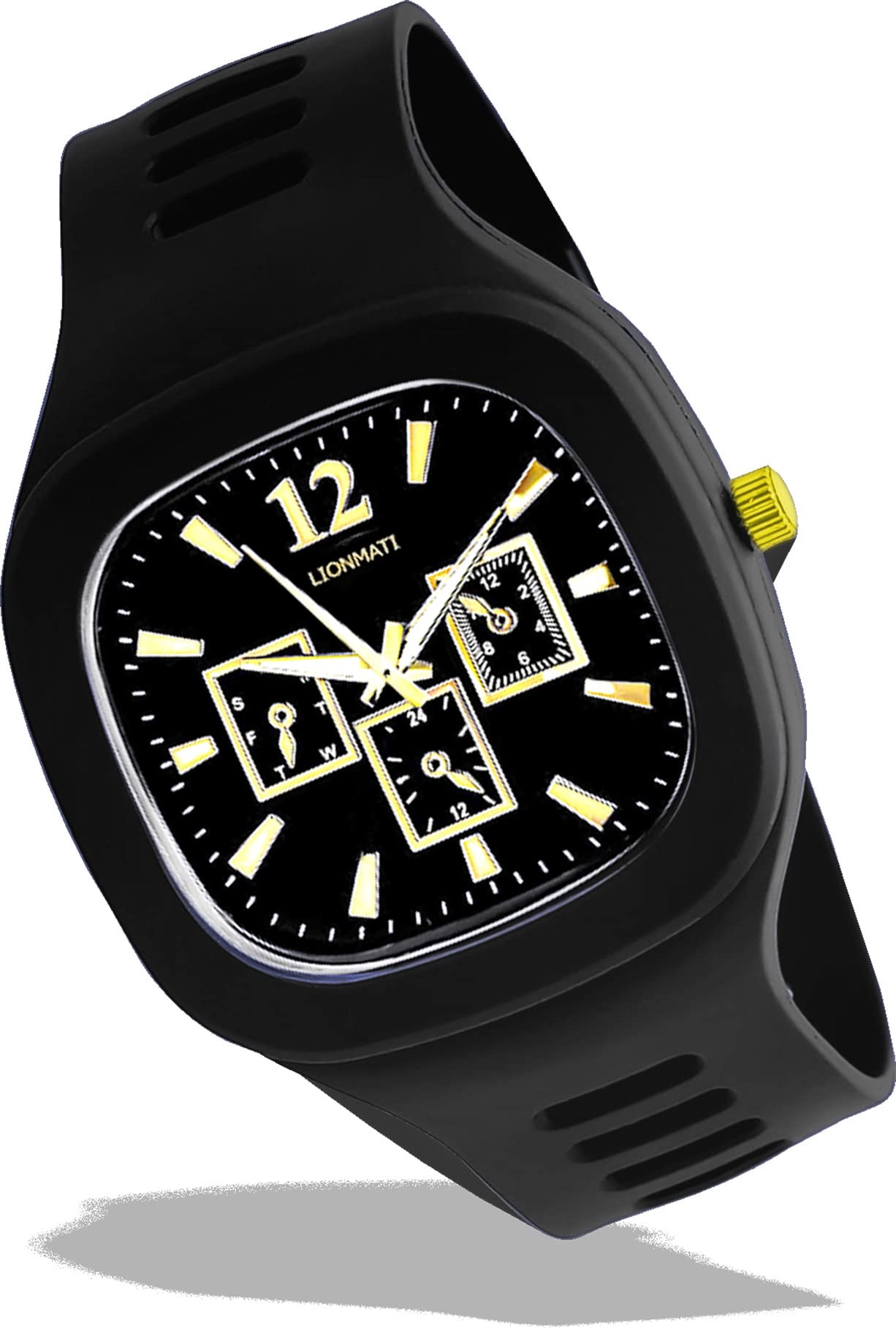 Lionmati ADDI Stylish Designer Latest Generation Mens Watch Multi Dial Square 6 Crono Analog Wrist Watch for Boys & Girl (Black) (B0BDYPVDMZ) Amazon Price History, Amazon Price Tracker
