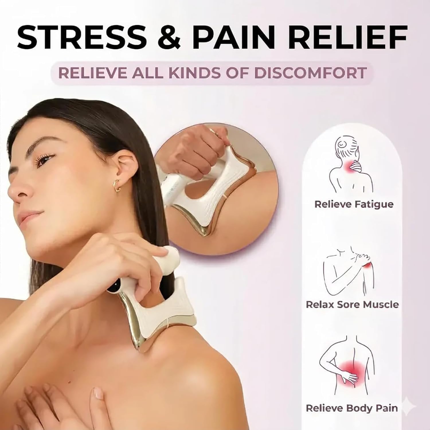 Dispositivo de contorno de cuerpo completo con calor y EMS, raspador muscular calentado for drenaje linfático y masaje de fascia, herramienta eléctrica for esculpir el cuerpo(White)