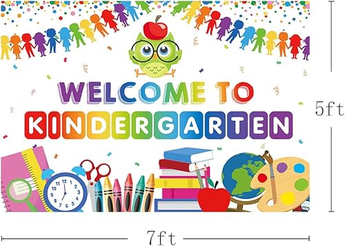 Miniatura 3 de MEHOFOND Fondo de bienvenida a jardín de infantes de 7 x 5 pies, banderas coloridas de búho para el regreso a clases, decoración de fiesta para el
