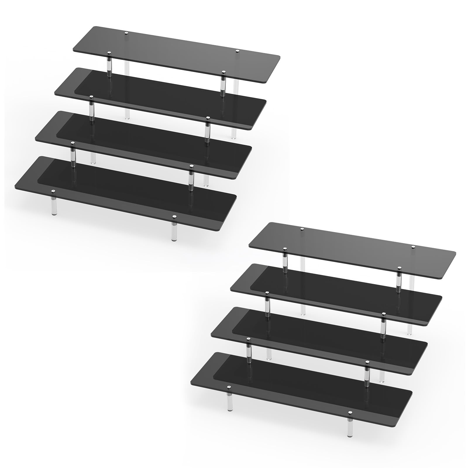 Acrylic Display Stands Risers, Perfume Cologne Organizer, Black 4 Tier Cupcake Stand Riser Shelf Compatible with Funko Pop Figures Food Dessert Makeup Skincare Cosmetics Lotion Organizer (2 PACKS)