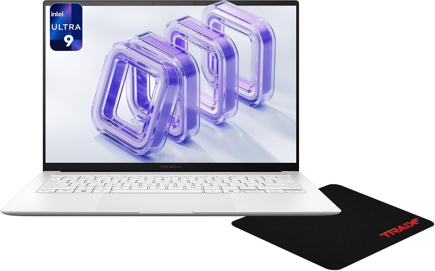 ASUS Zenbook S14 Laptop, Intel Ultra 9-386H, 32 GB LPDDR5X RAM, 1 TB PCIe SSD, 14" 3K (2880x1800) Touchscreen 120Hz, Intel Graphics, Backlit Keyboard, W11 Home, Scandinavian White + Traix Mousepad