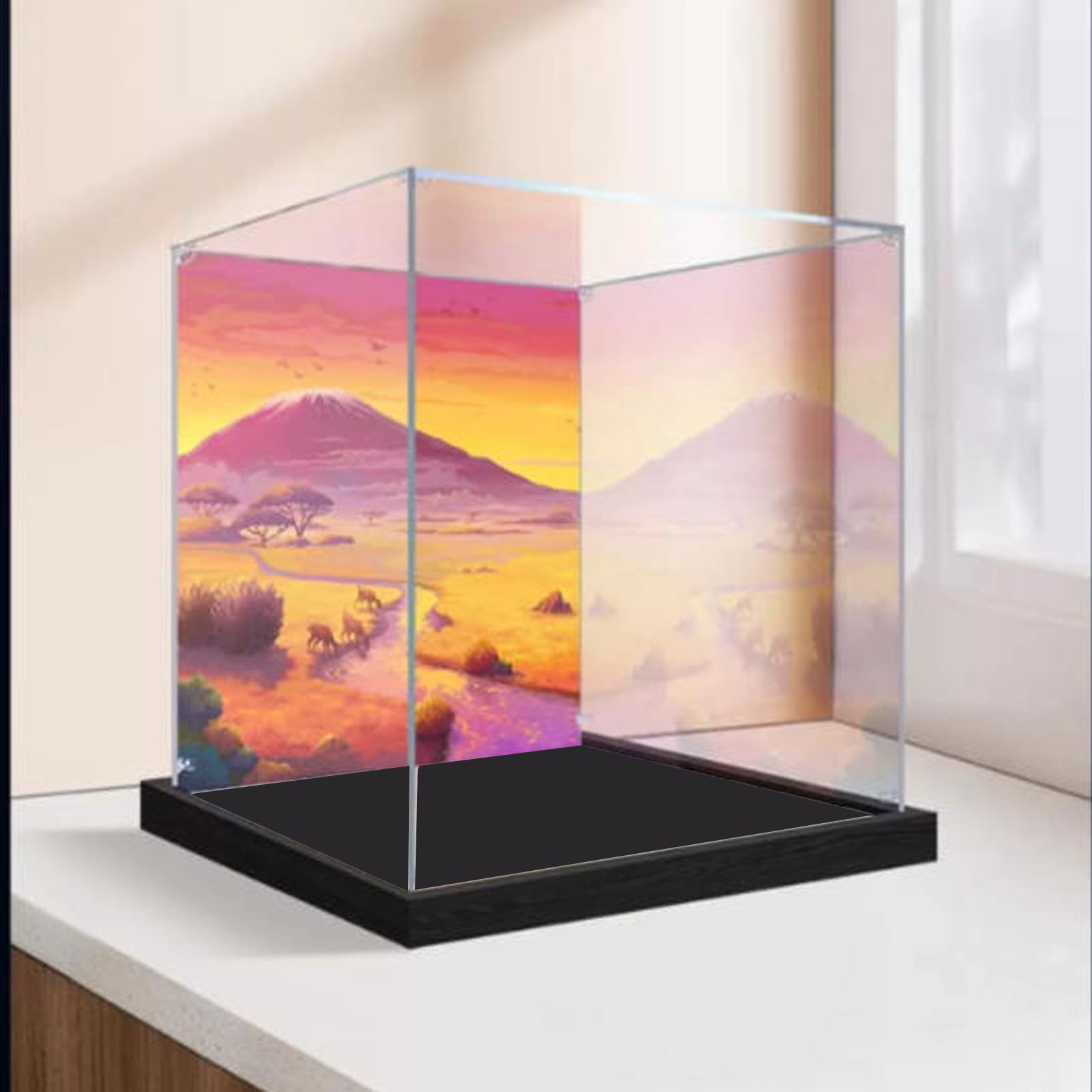 Acrylic Display Case Compatible with Lego 43247 Lions Model, Dustproof Transparent Storage Box, Compatible with Lego 43247 (Model Not Included) (Background)