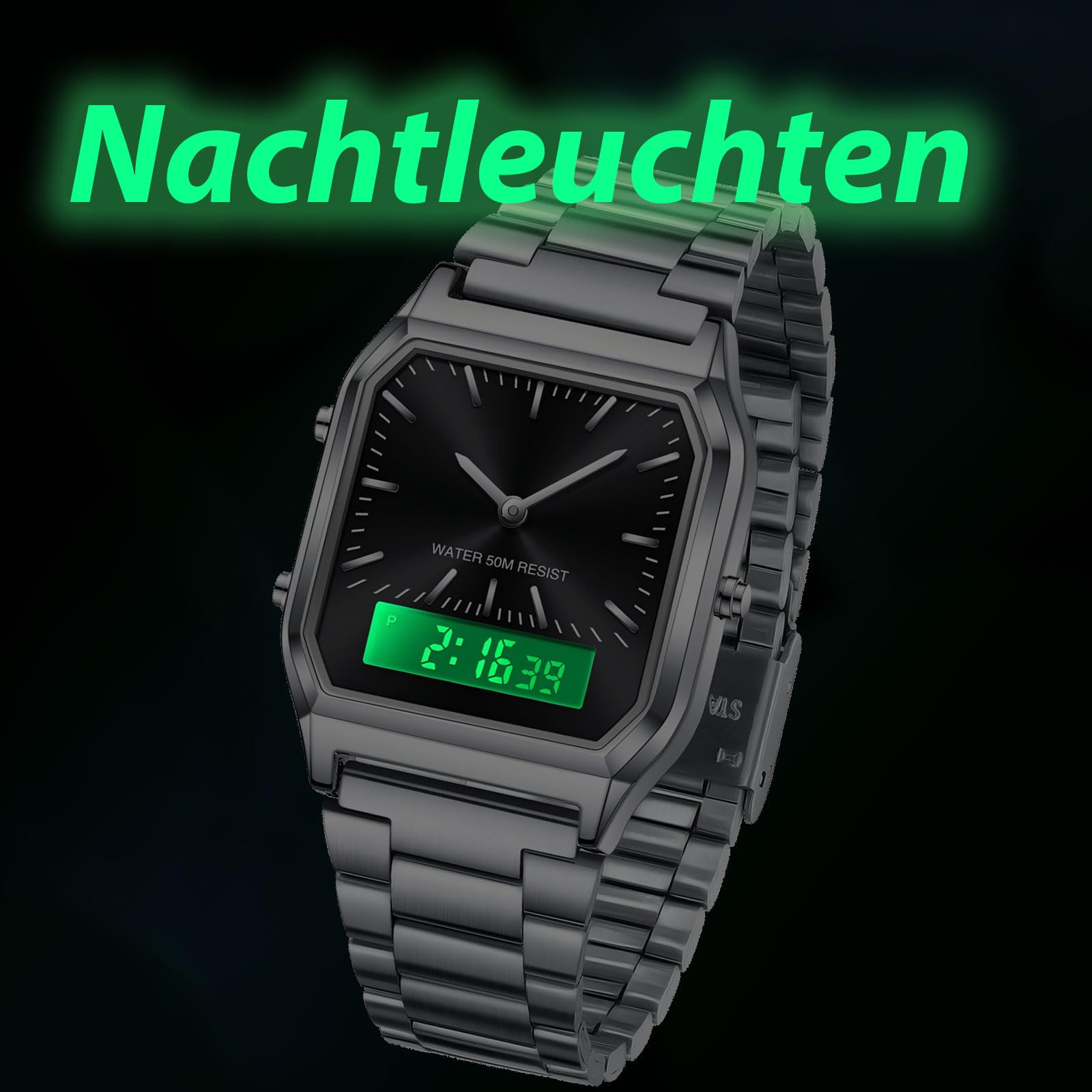 findtime Unisex Armbanduhr Analoge Digitale Retro Uhr Herren Damen Quarzuhr Wasserdicht Beleuchtung mit Datum Alarm Stoppuhr Herrenuhr Damenuhr Vintage Elegant Uhren