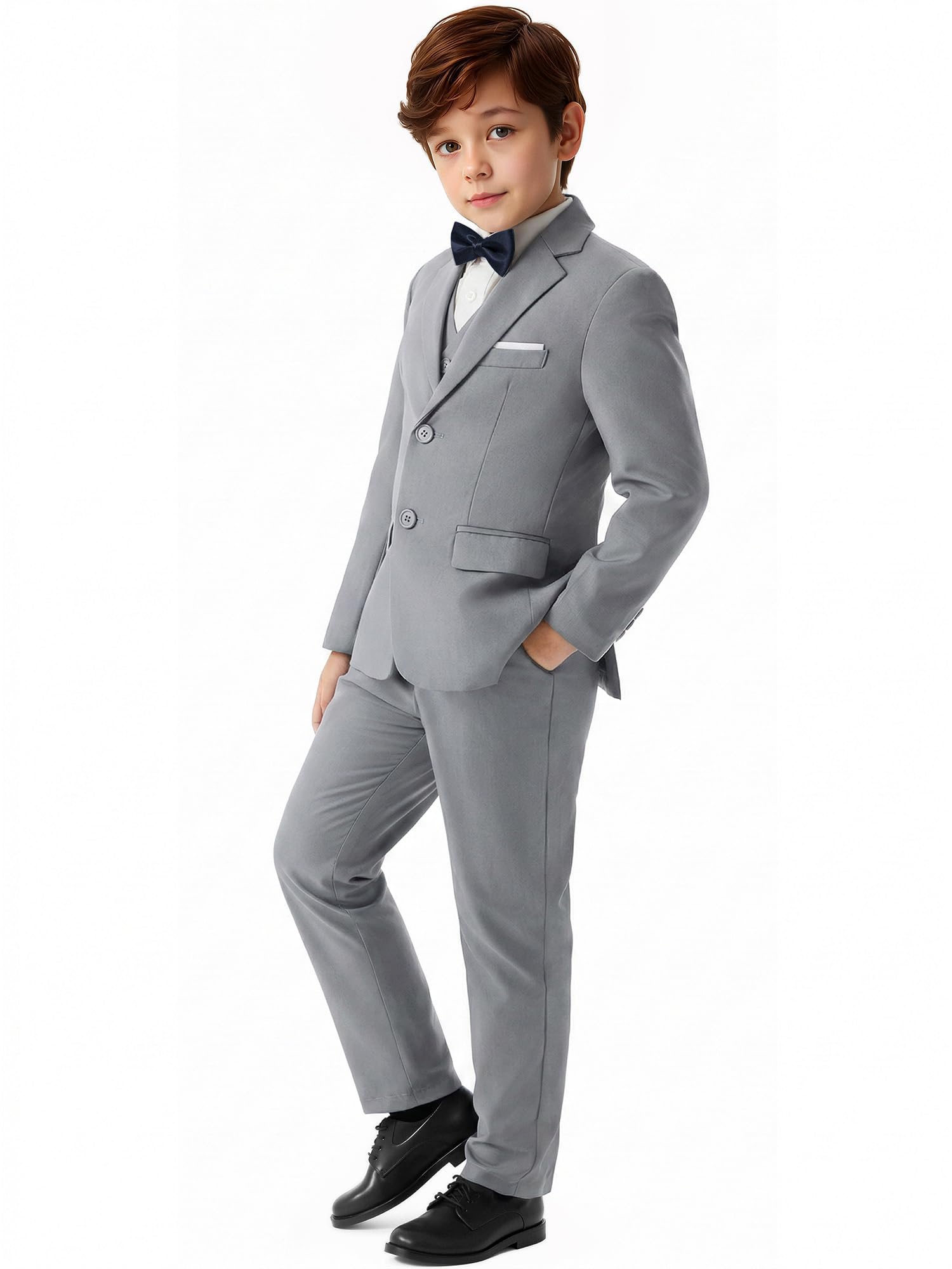 Traje de 5 Piezas Traje de Blazer, Chaleco, Pantalón, Suspensores y Pajarita Ropa de Fiesta de Cumpleaños 4-14 años