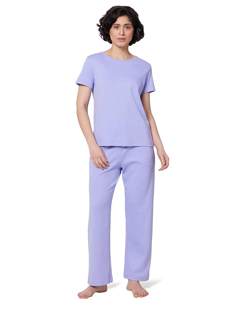 Symbol Premium Women's Cotton Rib T-Shirt and Pajama Night Suit at ₹1249 (54% Off) – Amazon