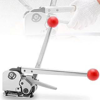 Kit de herramientas de flejado de acero, tensor y cortador para correas de 13 mm y 19 mm de ancho, incluye cierre de hebilla para embalaje y paletizado seguros