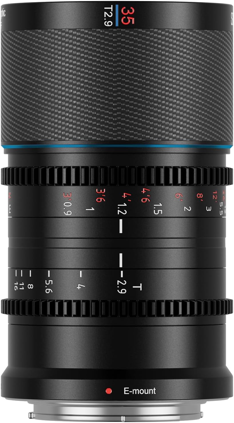 Saturn 35mm T2.9 1.6X Full-frame Carbon Fiber Anamorphic Lens, Lightweight Cinema Lens for Drones, Handheld Gimbal Stabilizers (E Mount, Natural Flare)