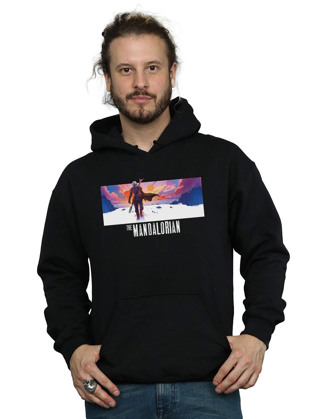 Star Wars Men's The Mandalorian Landscape Hoodie Black Small
