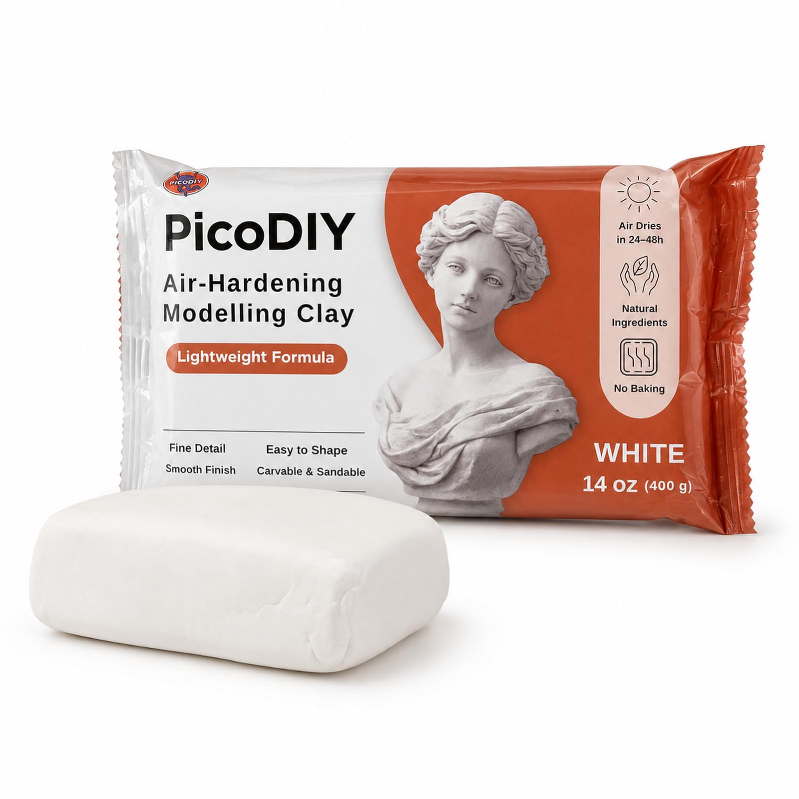 Air Hardening Modeling Clay - Lightweight Air Dry Clay for Arts and Crafts | Pliable, Boasts Smooth, No Cracking, Non Stick, Easy to Shape, Mold und Paint, Pottery Clay for Sulpting Molding Figures