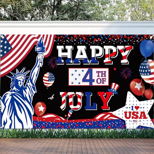 Happy 4th of July Banner Backdrop, 4th of July Decorations,