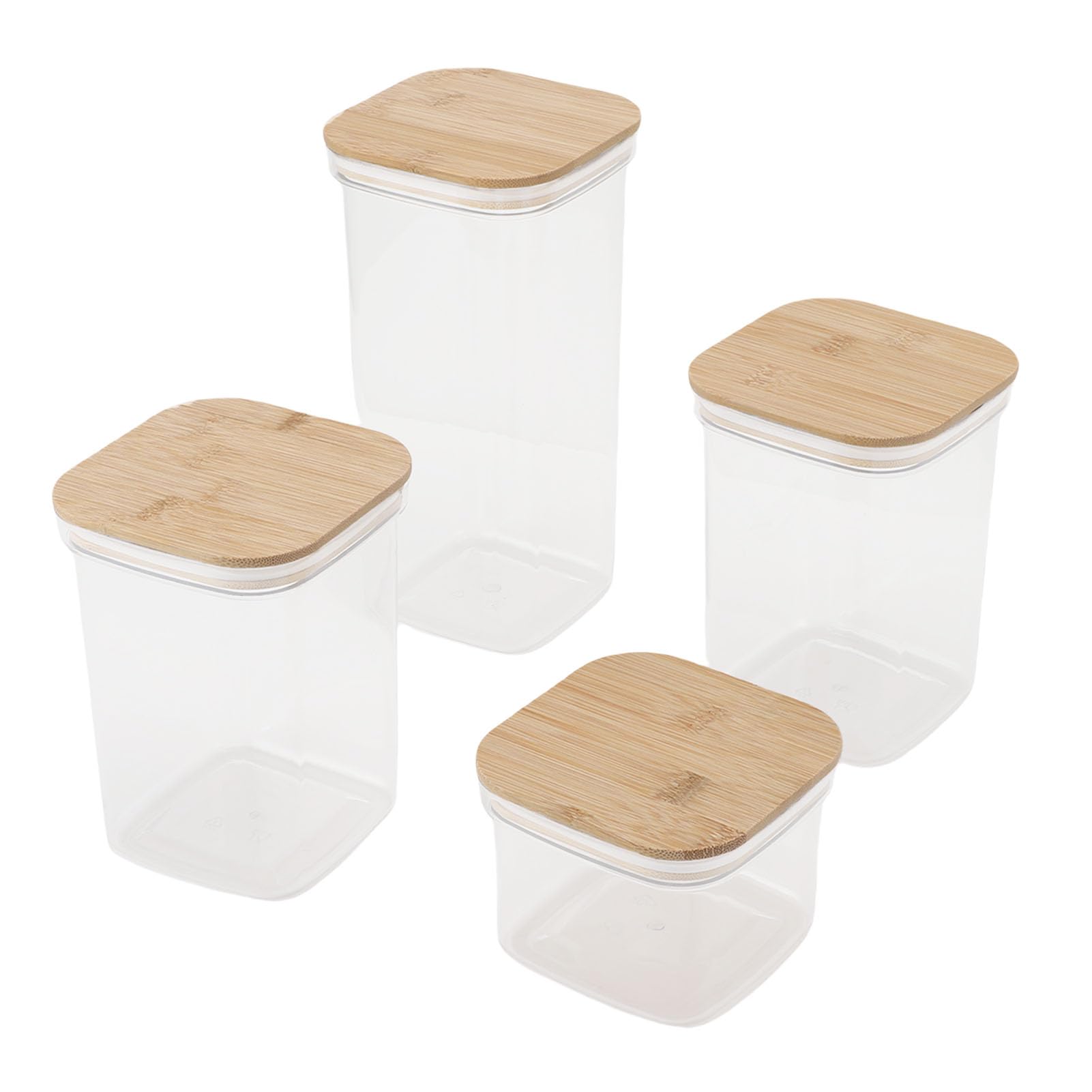 Zunate Luftdichte Vorratsdosen für Lebensmittel mit Bambusoideae-Deckeln für die Organisation in der Küche, Quadratische, Durchsichtige Kanister, 6er-Pack (8 Packungen 2000 ml x 1 + 1300 ml x 2 +