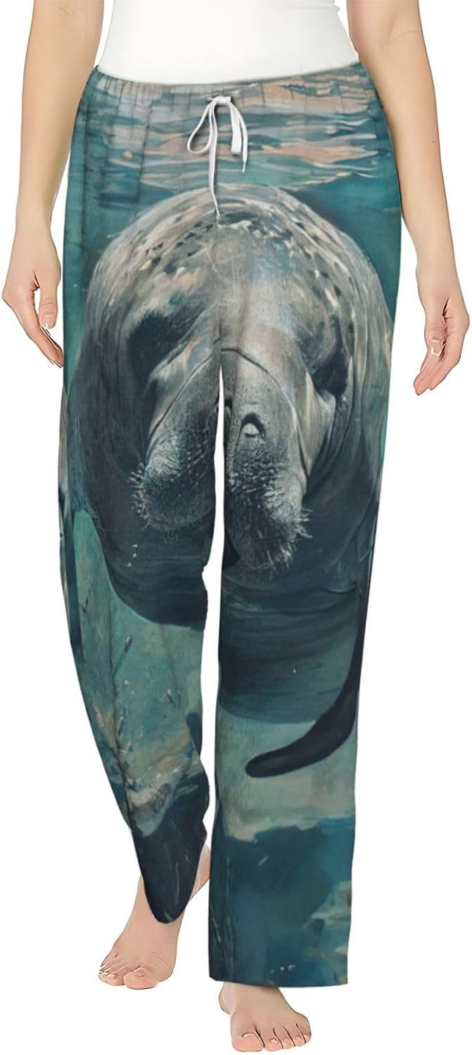 Crazy Save Manatee Print Fashion Cozy Womens Flannel Pajama Pants,Perfect For Christmas And Everyday Wear