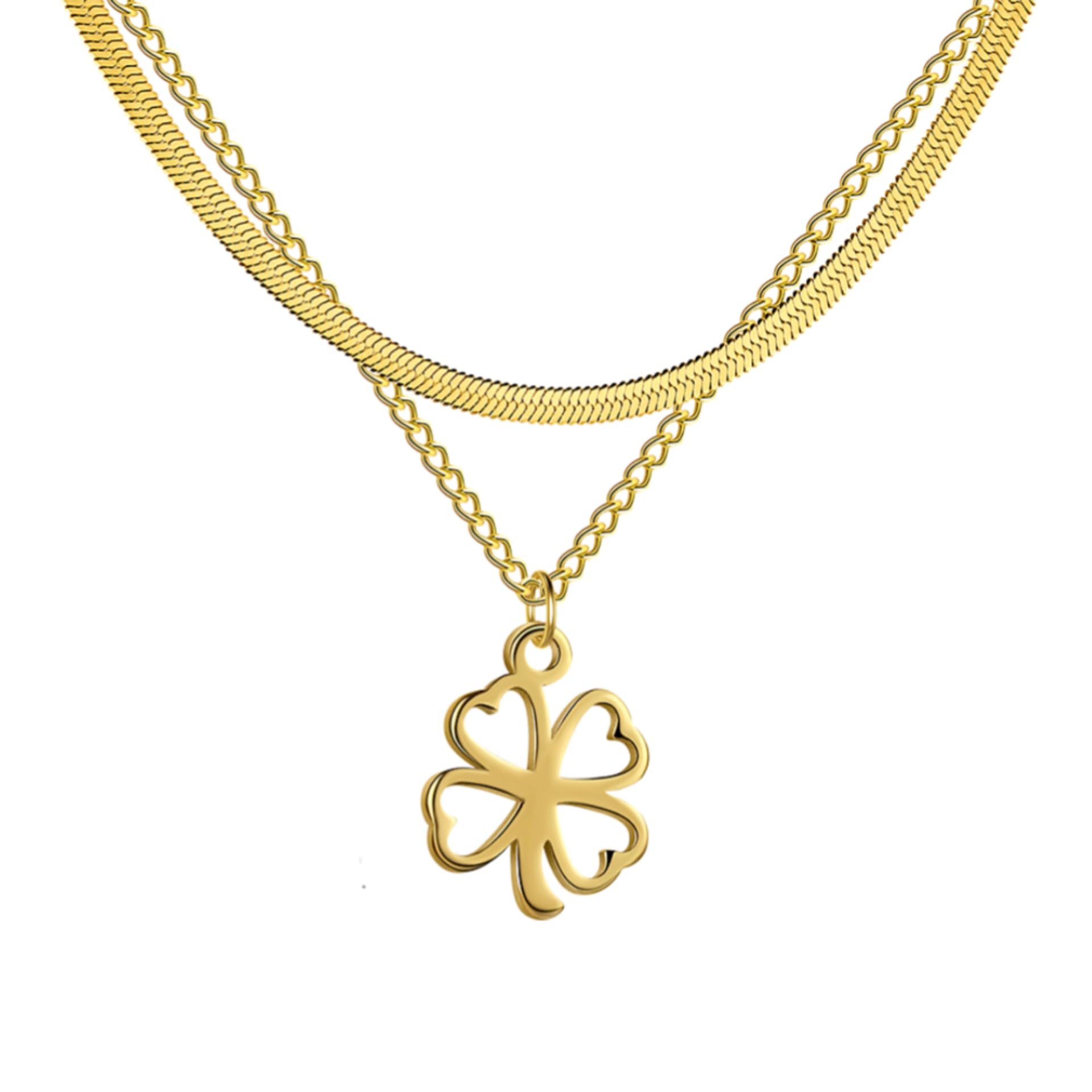 HHRLCH Halskette mit vierblättrigem Kleeblatt aus 925er-Sterlingsilber für Damen und Mädchen, minimalistischer Kleeblatt-Anhänger – Halskette mit vierblättrigem Kleeblatt, Alhambra-Halskette,