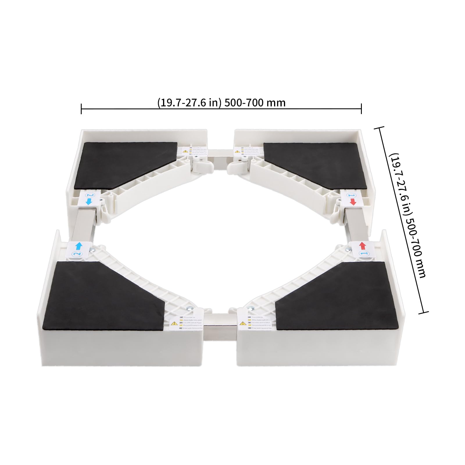KEILEOHO Universal Verbindungsrahmen Set, 50-70cm Verstellbar Verbindungsrahmen mit Ratschenseil, Universal Zwischenbaurahmen Weiß für Waschmaschine und Wäschetrockner