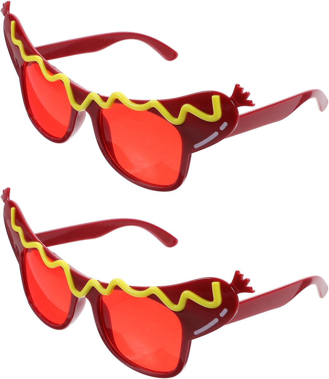 2Pcs Hot Dog Eyeglasses Funny Sunglasses Halloween Dance Party Makeup Glasses Summer Dress Up Decorative Eyewears