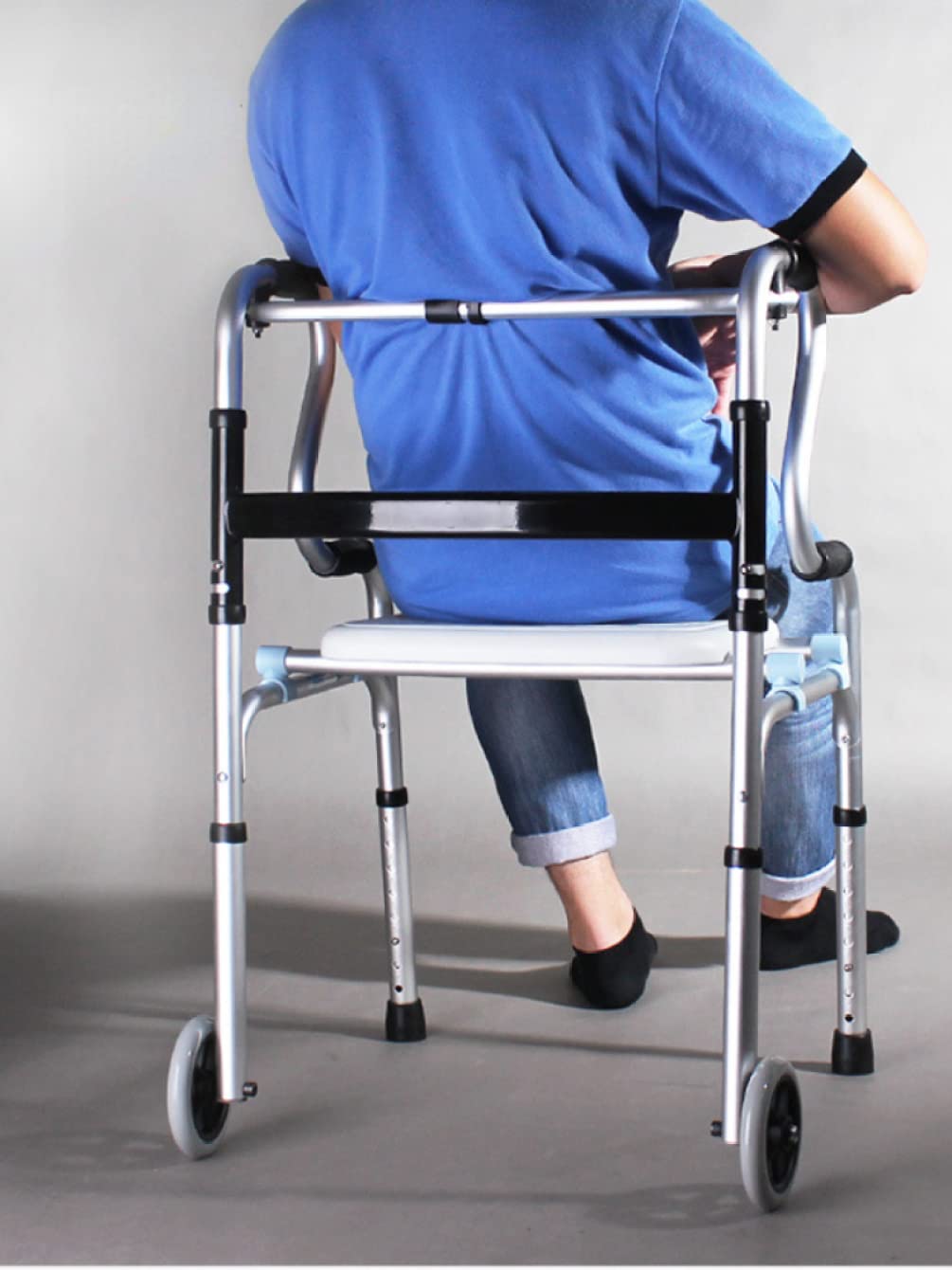 NOBRIM Lekki składany chodzik ze stopu aluminium chodzik z regulacją wysokości krzesło komoda akcesoria dla seniorów