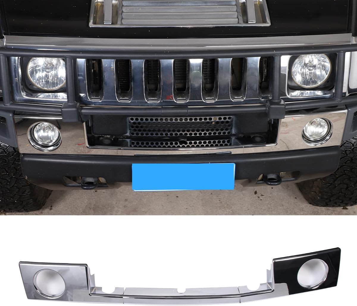 Front Bumper Cover Lower Grille Trim Panel Cover Compatible with Hummer H2 2003-2009, ABS Front Bumper Lower Trim Bezels Exterior Decoration Accessories, 3PCS (Bright Black)