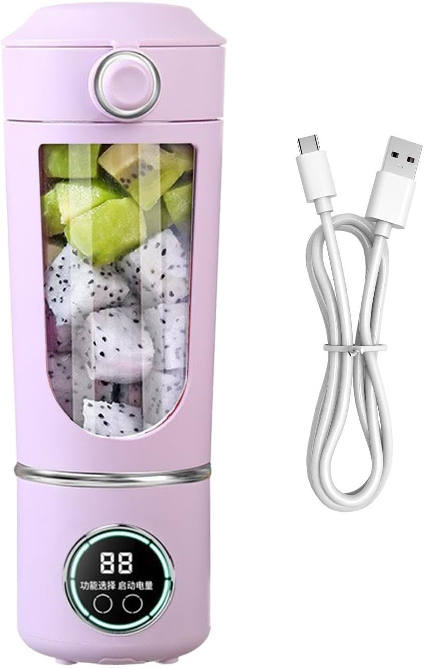 Electric Blender Cup - USB Rechargeable Fruit Mixer, Personal Juicer for Kitchen Gym Office, Smoothies Maker with Safety Lock, Travel Blender, Smoothies Cup for Women Men Teens Adults