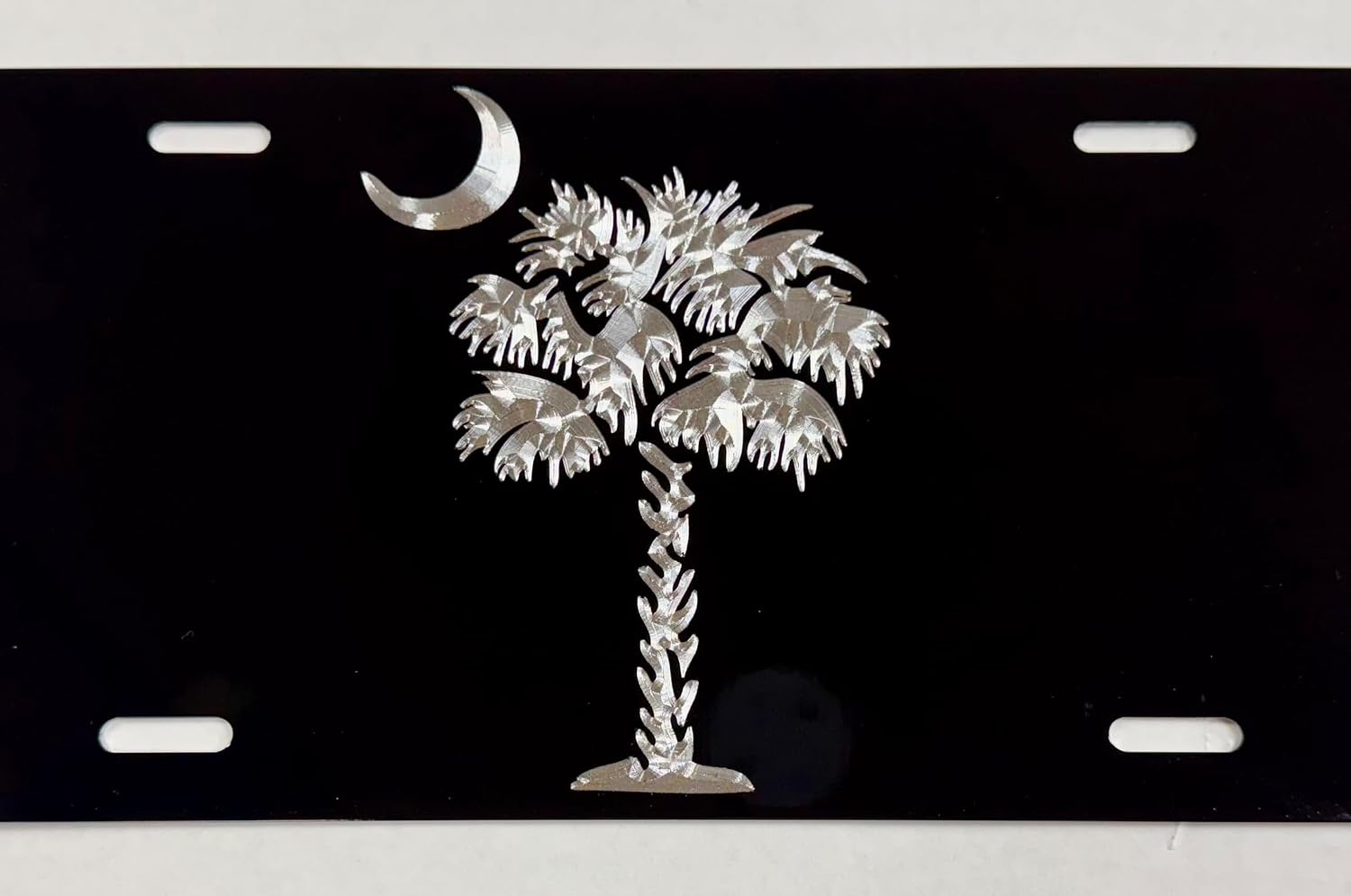 Engraved SC Palmetto Palm Tree Car Tag Diamond Etched Silver on Black Aluminum Vanity Front License Plate - Review, Price and Buying Guide