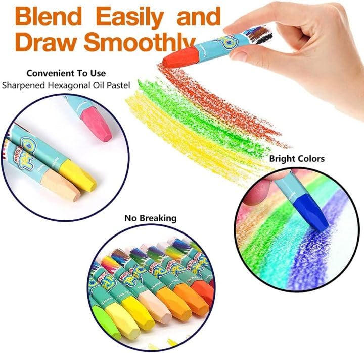 Image of Amitasha 24 Oil Pastels Color Set, Soft Oil Pastels Crayons for Art Painting, Drawing, Blending, Art Supplies for Artists, Beginners, Students
