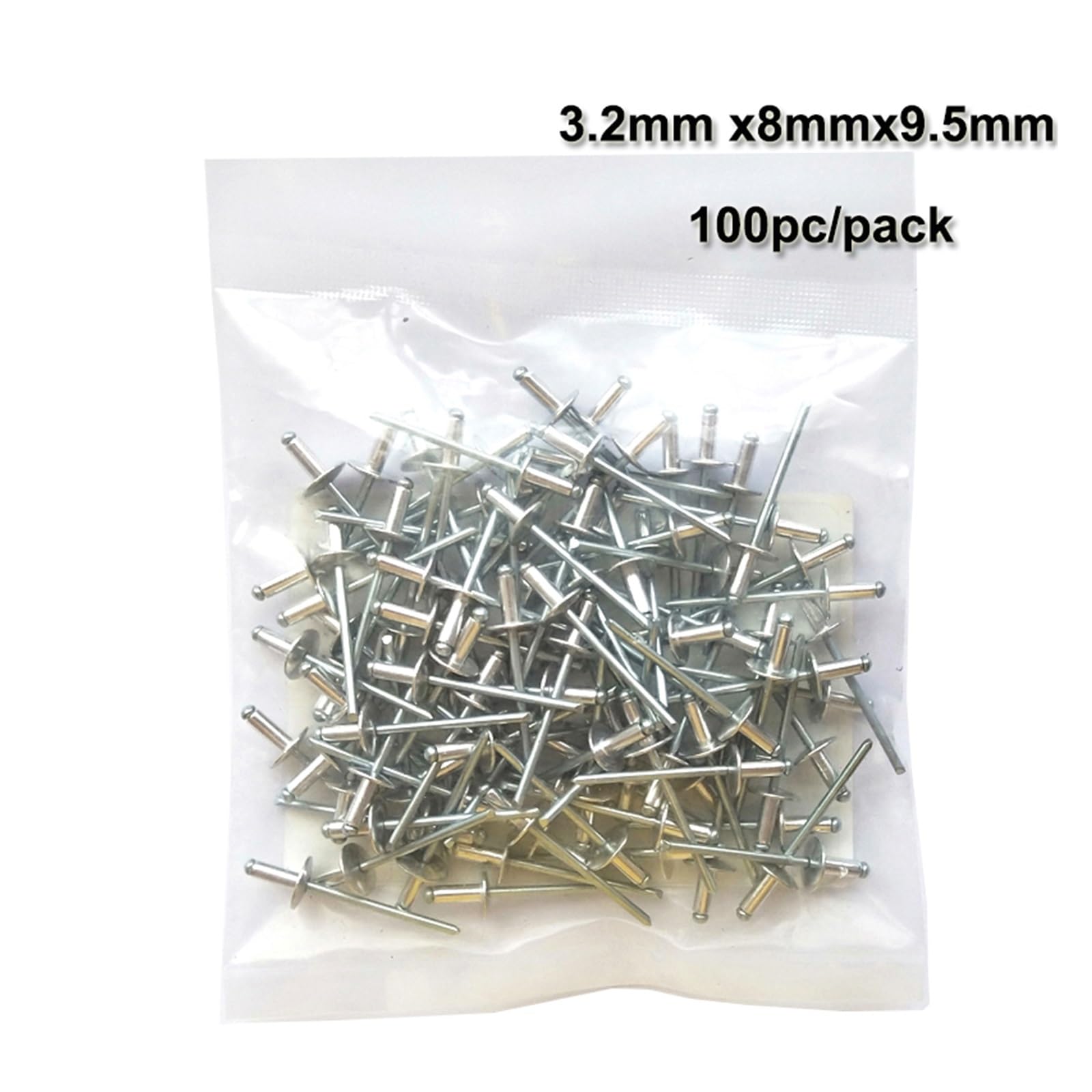 Nity ze stali nierdzewnej Nity zrywalne, zestaw asortymentowy aluminiowych nitów Pop, duże nity kołnierzowe, ślepy łeb kopułkowy z łbem aluminiowym/stalowym, 100 sztuk/paczka Nity z dużym kołnierzem A
