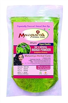 Malvaniya Herbal Care Indigo Powder For Hair & Beard Dye - (255 Grams)