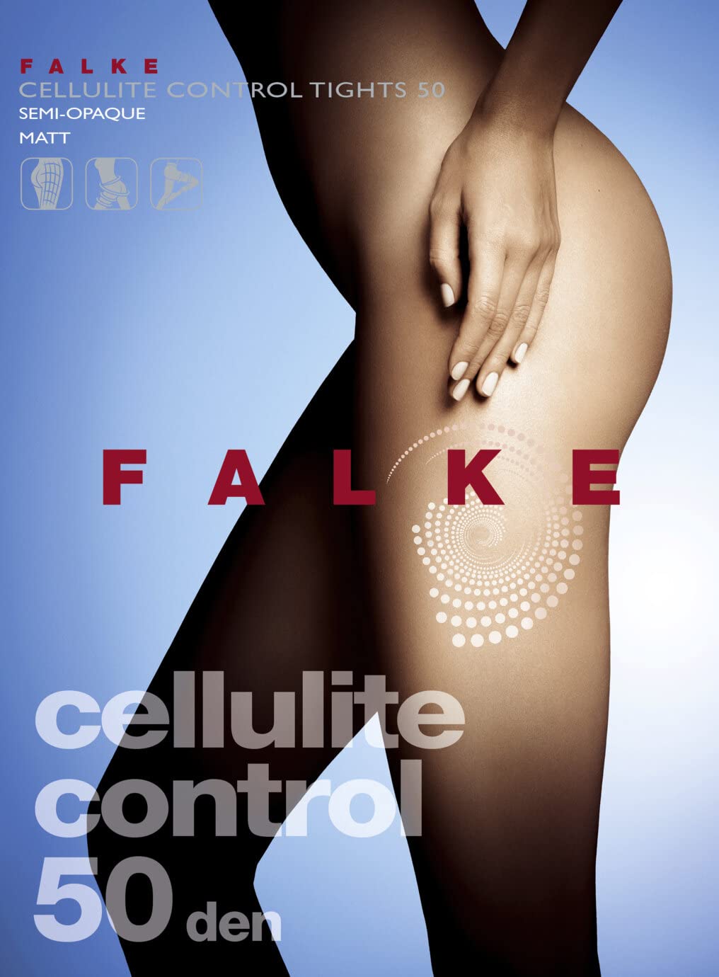 FALKE femme Cellulite Control 50 DEN collants semi-opaques mi-épais micro-massage des zones de cellulite et points lymphatiques circulation sanguine stimulée mats unis fil fin doux 1 paire