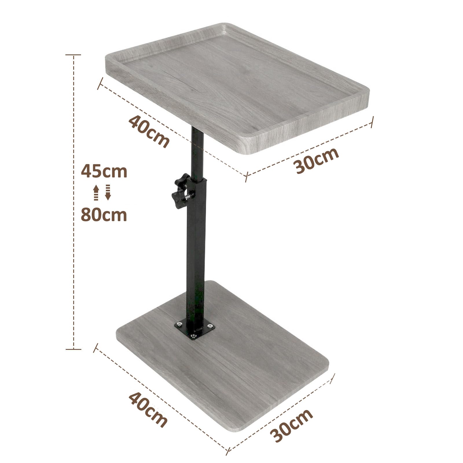 Simcat Mesa auxiliar en forma de C, mesa auxiliar giratoria de 360 grados de altura ajustable, mesa de bandeja para reposabrazos de sofá, mesa auxiliar para cama o silla con ranura para teléfono y