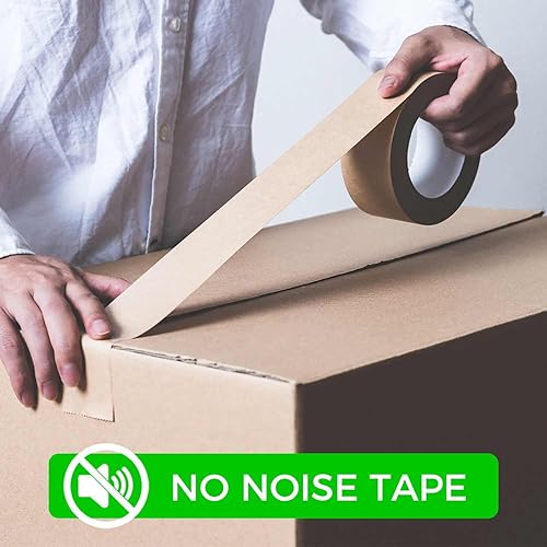 Miniatura 5 de 6 rollos (2 pulgadas x 55 yardas) cinta de embalaje de papel kraft resistente  Cinta de embalaje marrón de primera calidad que es ecológica,