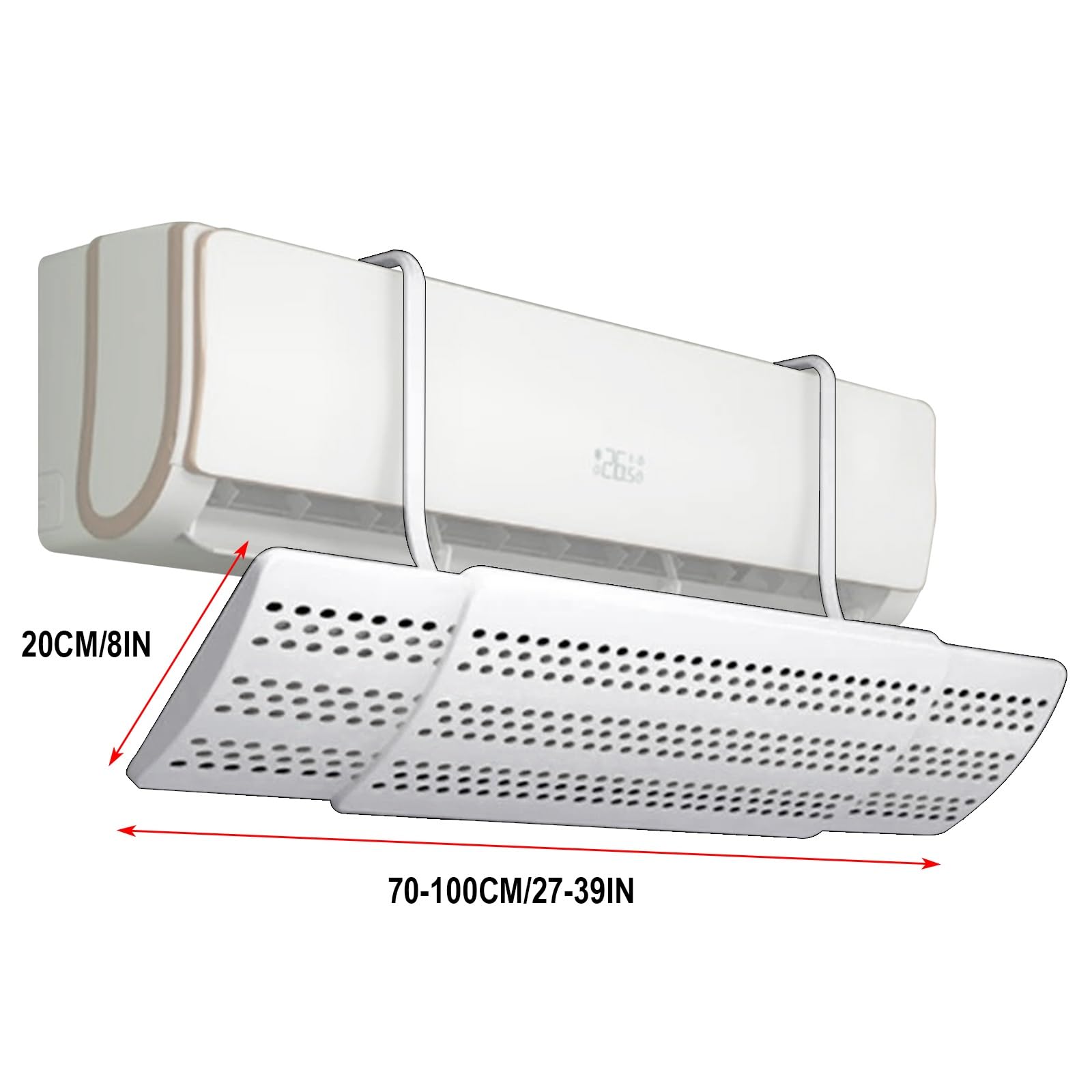Deflettore Condizionatore Universale, Deviatore Aria Condizionata, Lunghezza 70-100cm, Angolo 180°, Fissaggio a Gancio