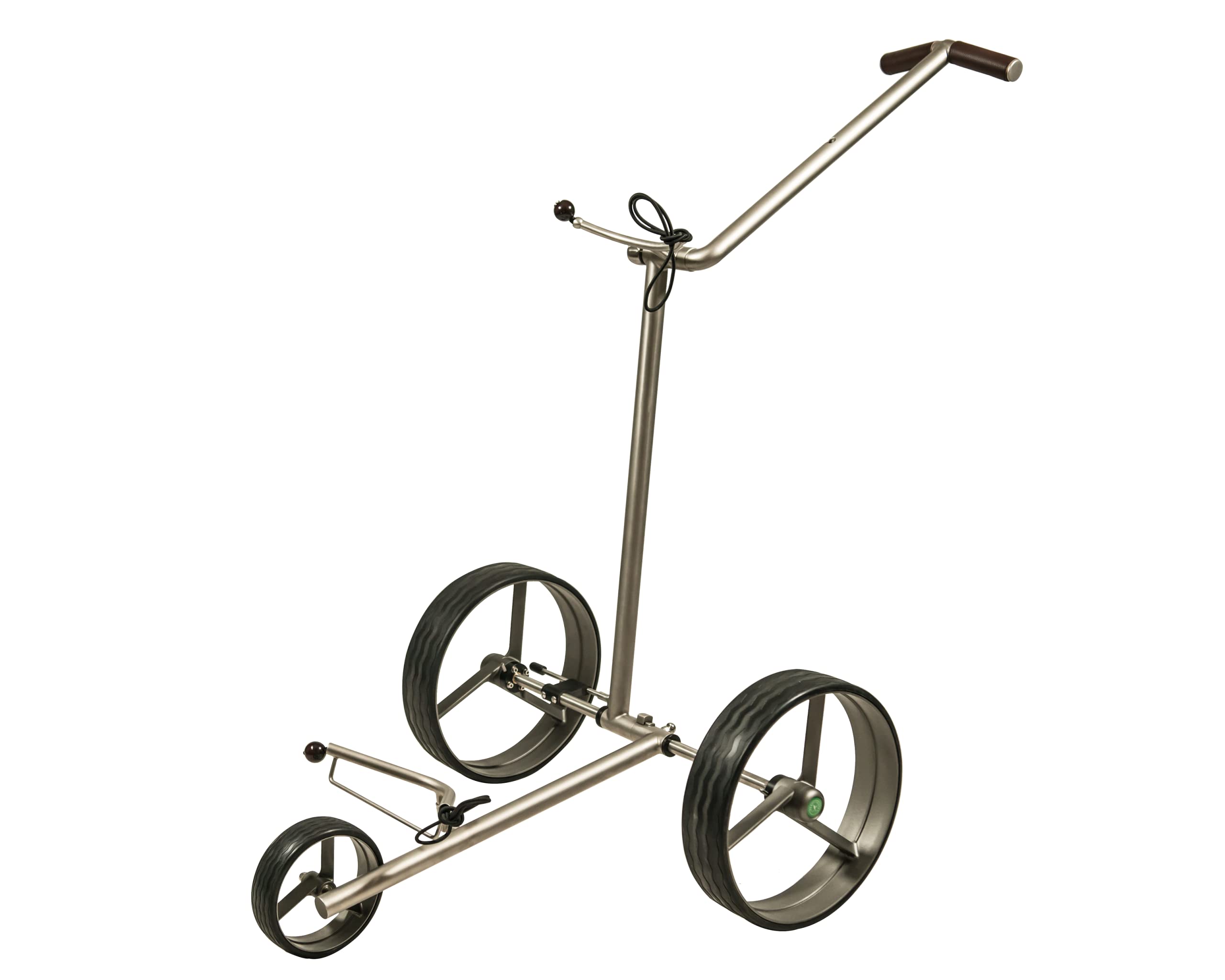 3 Rad Edelstahl Golftrolley Push Golf Trolley F3 Fasan schnell-klappbar schnell-zerlegbar und in Titan-Optik beschichtet, inkl. Transporttasche
