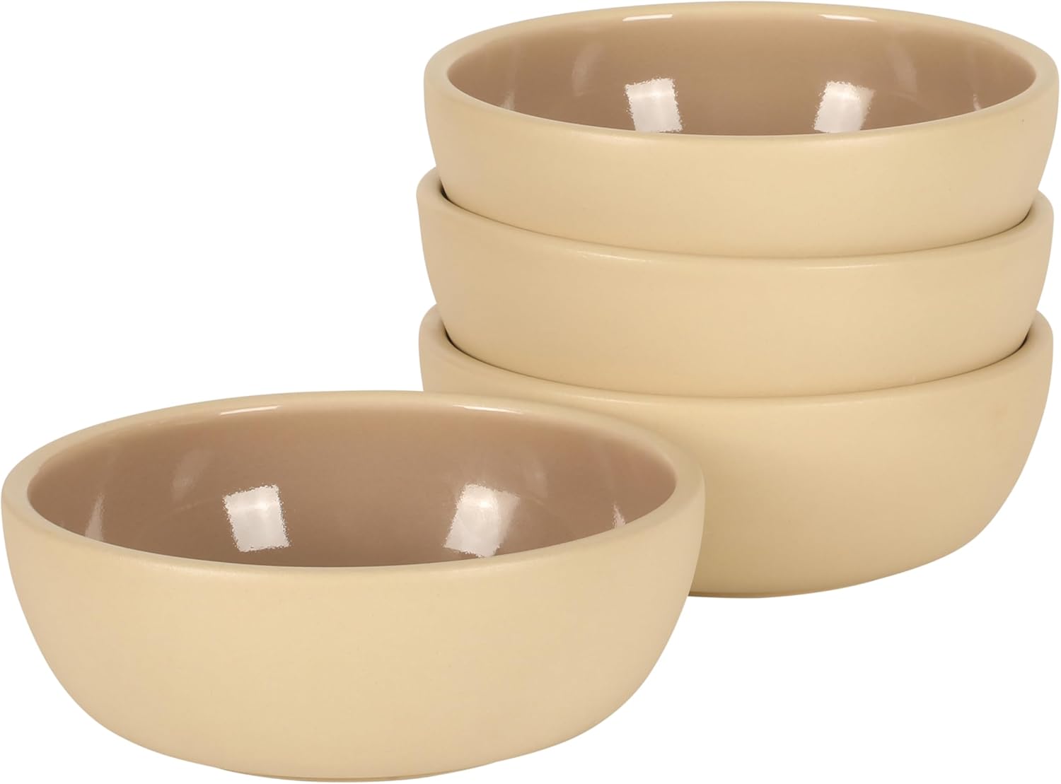 Gibson Elite - Made in Portugal - Port Gaia 4 Piece Cereal Bowl Set, 6.2” Stoneware Bowls, Reactive Glaze Finish, Soup, Dessert & Snack Bowls, Microwave & Dishwasher Safe - Taupe
