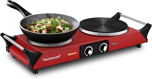 Techwood - Placa de cocción eléctrica de 1800 W para encimera de cocina con estufa de 7.5 pulgadas para hogar, caravanas, campamento, compatible con