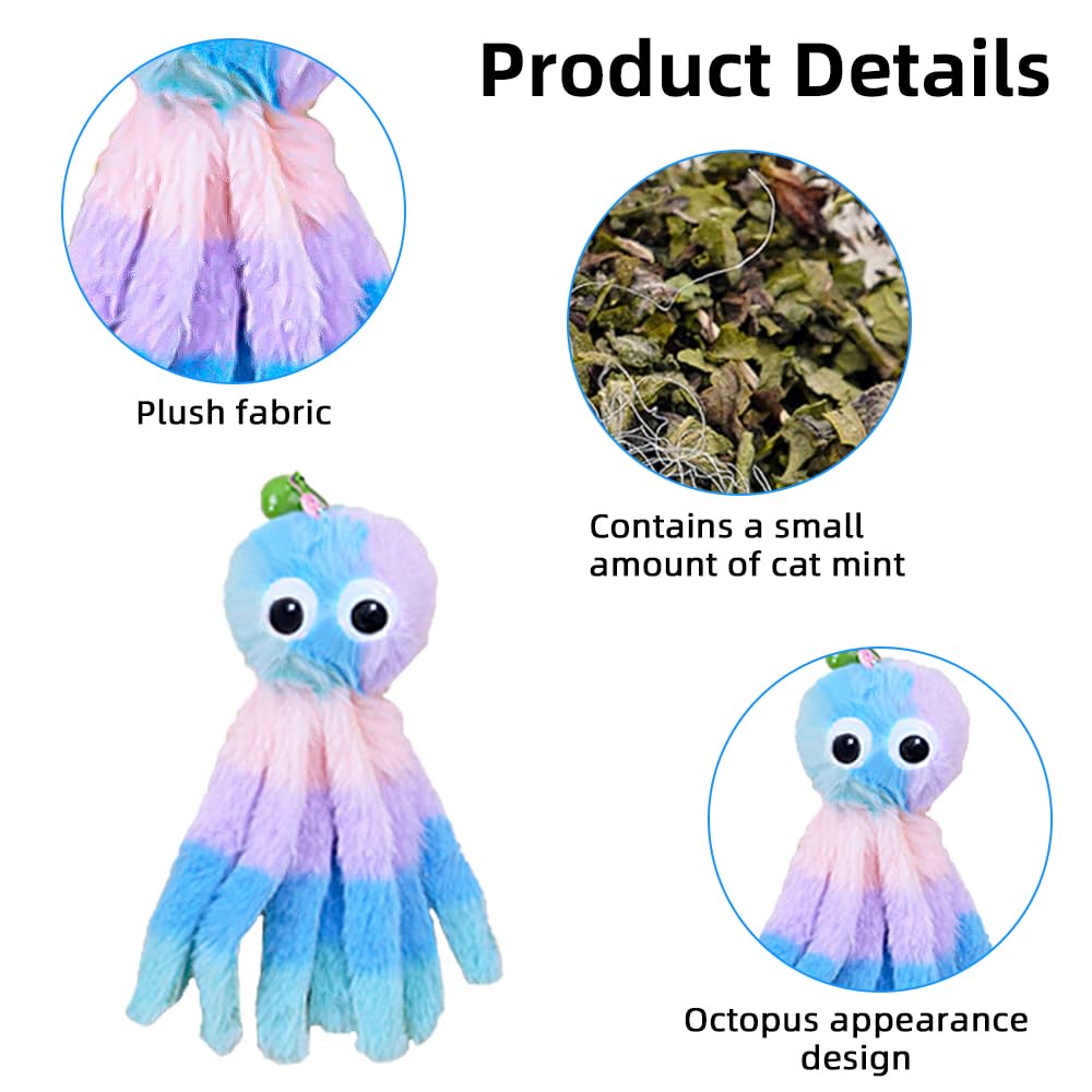 Tyasoleil Squeaky Elastic Octopus Hanging Cat Toy - Interactive Plush Pet Toy for Self-Play Boredom Relief (Purple) - Image 4