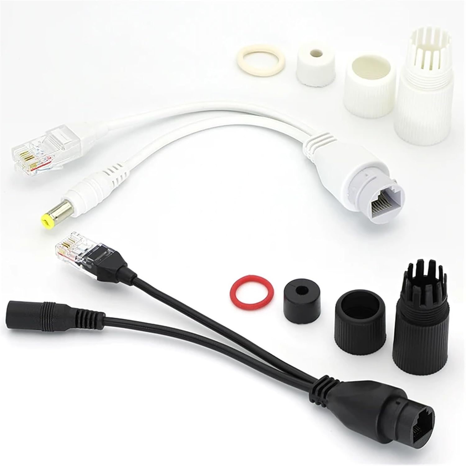 POE Cable, Passive Power Over Ethernet Adapter Cable, POE Splitter, Power Supply Module 12-24v(Male-Female-White)