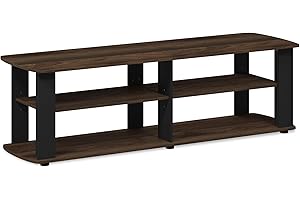 FURINNO Nelly Entertainment Center TV Stand, Short 43"(W) x13.4(H) x13.1(D), Columbia Walnut/Black