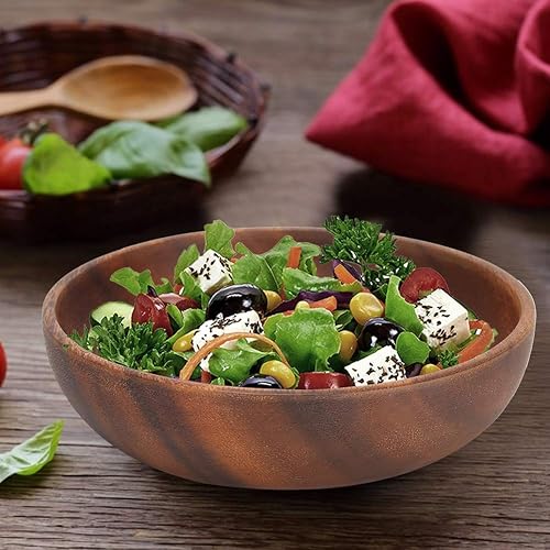 Miniatura 3 de Ensaladera de madera, plato de madera para aperitivos, ensalada de frutas, ensalada y sopa, para uso doméstico y cafetería, ideal para frutas,